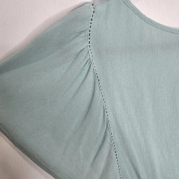 Summer Babe Flutter Sleeve Top Teal Sz XL - Picture 7 of 8